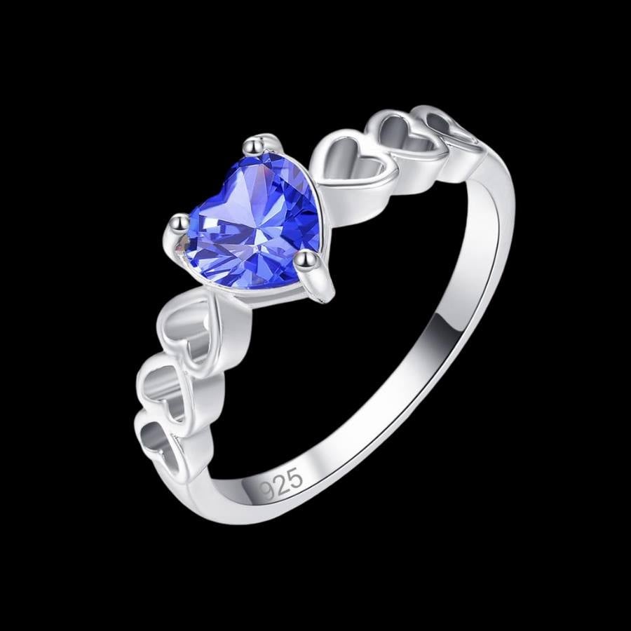 925 Sterling Silver Blue Tanzanite Heart-Shaped Ring