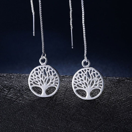 925 Sterling Silver Tree Of Life Dangle Earrings