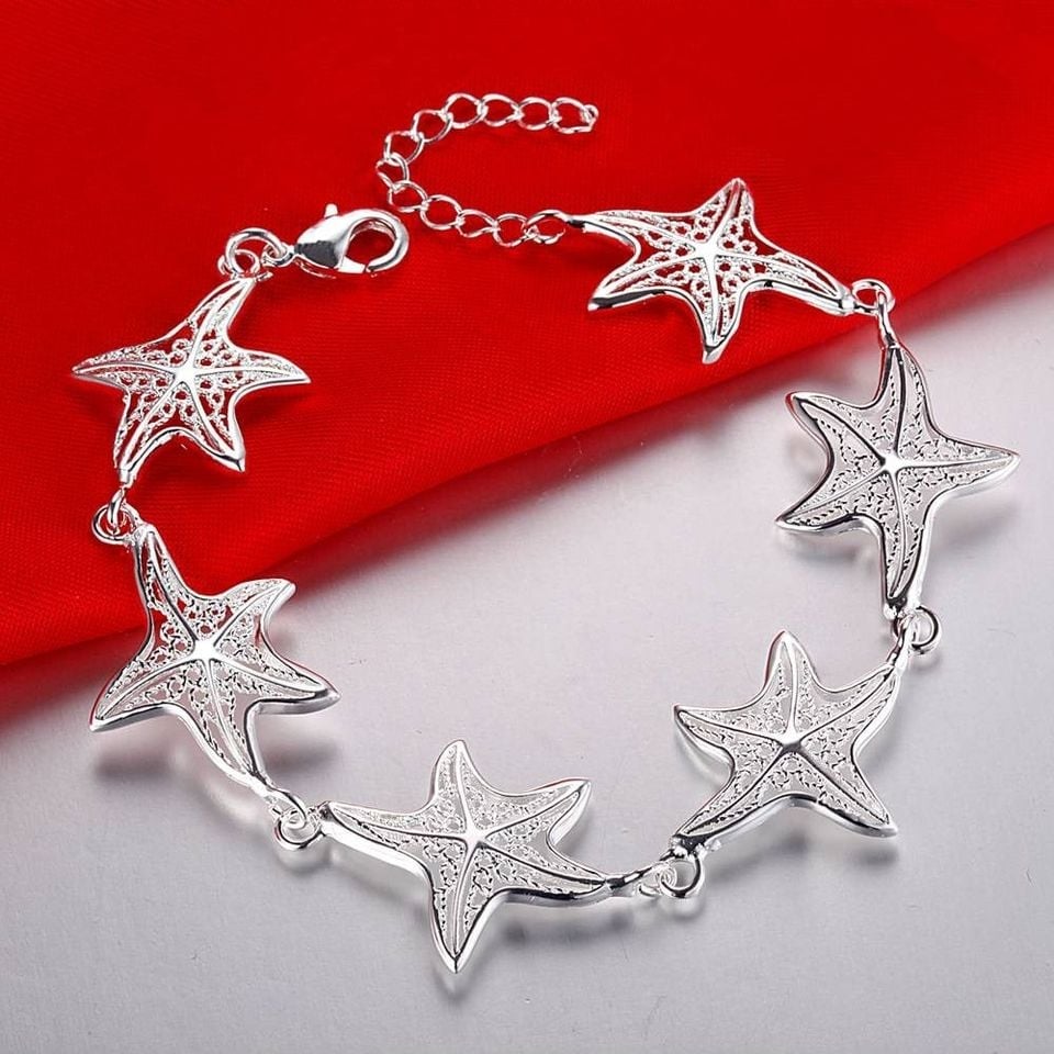 925 Sterling Silver Fine Charms Star Starfish Bracelet