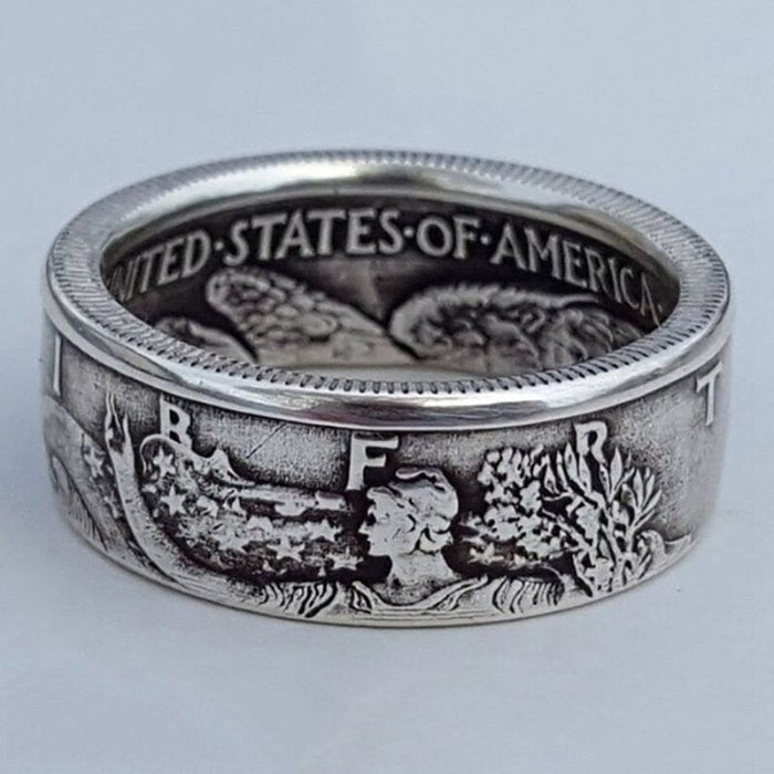 1945 Liberty Silver Dollar Coin Punk Retro Ring