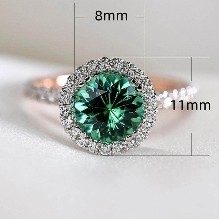 925 Sterling Silver Green Two Tone Micro Paved Noble Ring