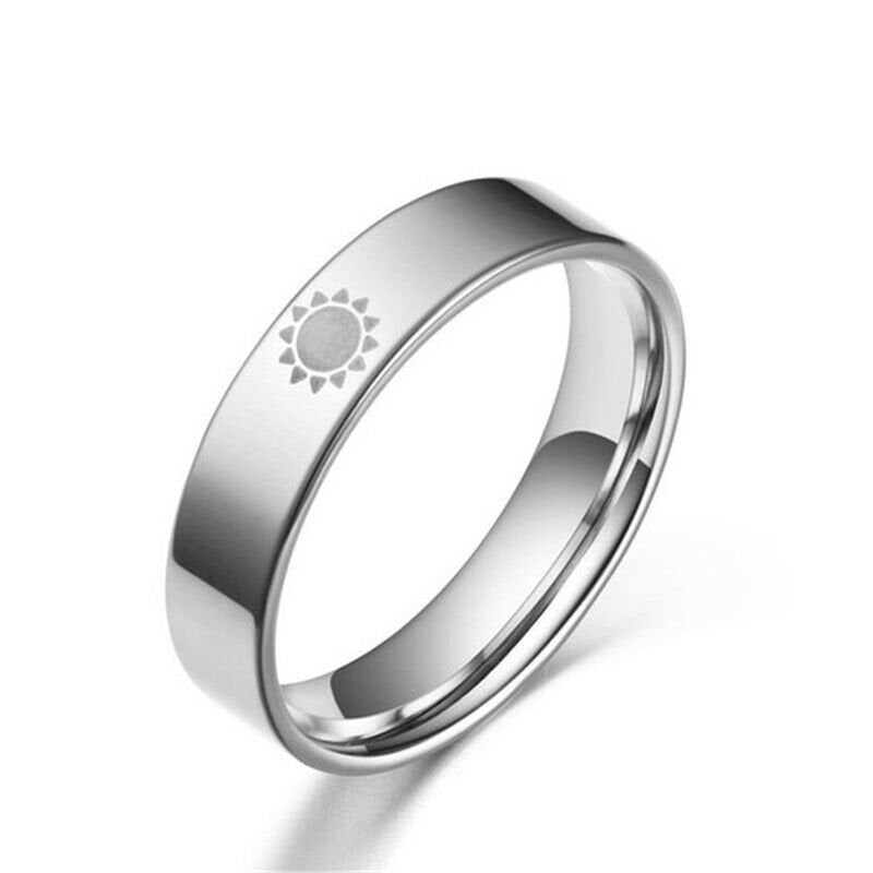 2pcs Stainless Steel Moon Sun Matching Couple Rings