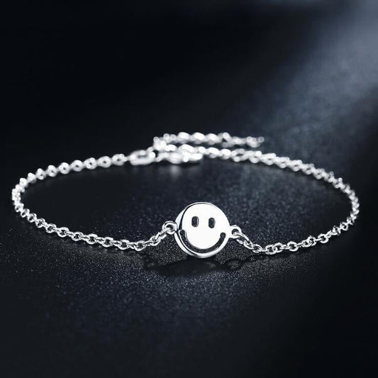 925 Sterling Silver Happy Face Charms Bracelet