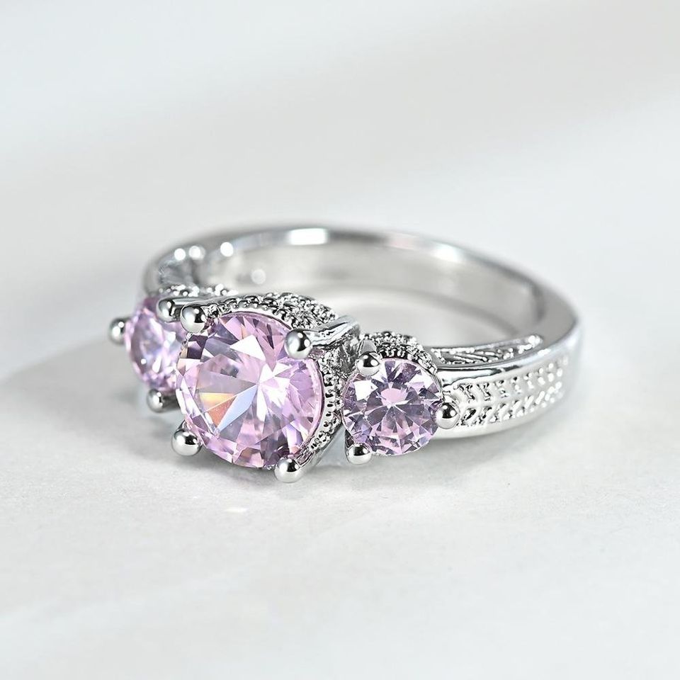 Elegant Oval Pink Sapphire Silver Ring