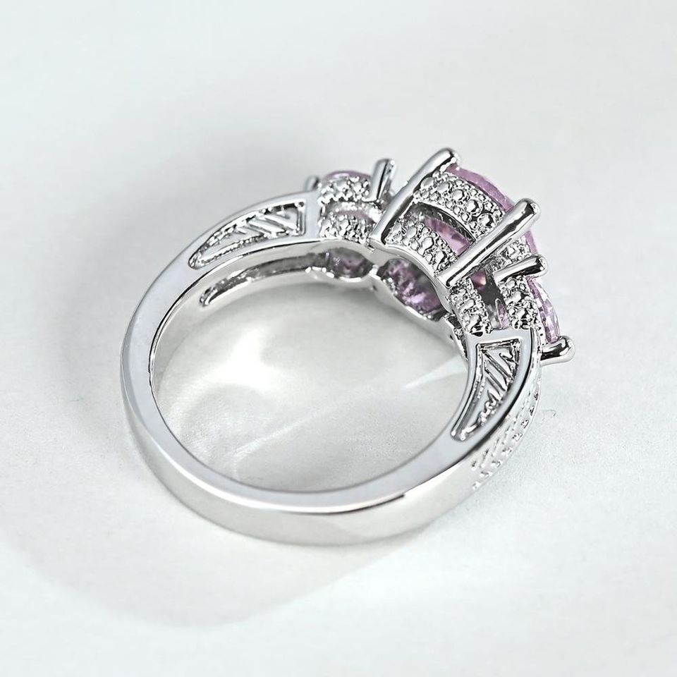 Elegant Oval Pink Sapphire Silver Ring