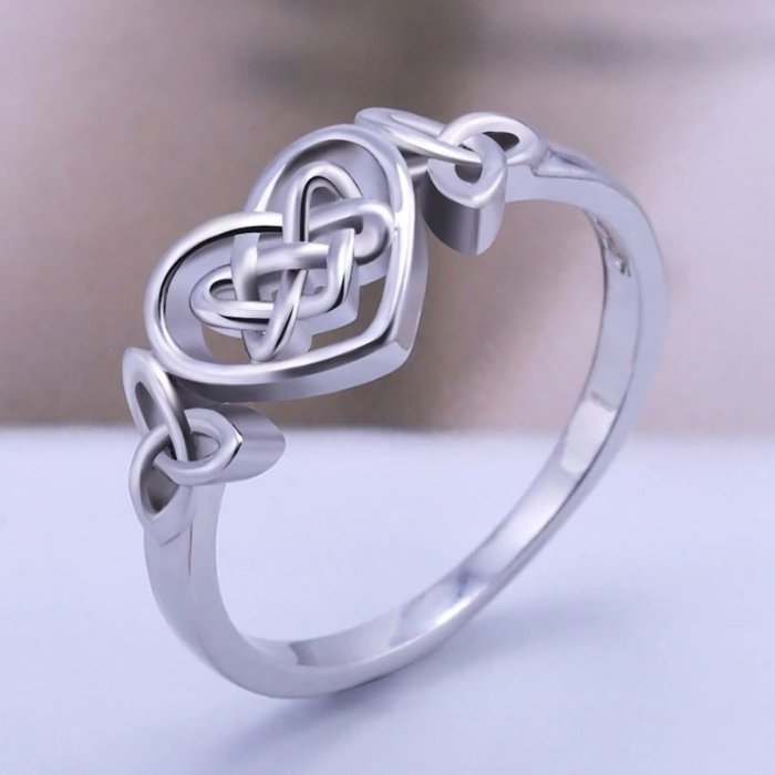 Classic Silver Celtic Knot Heart Ring