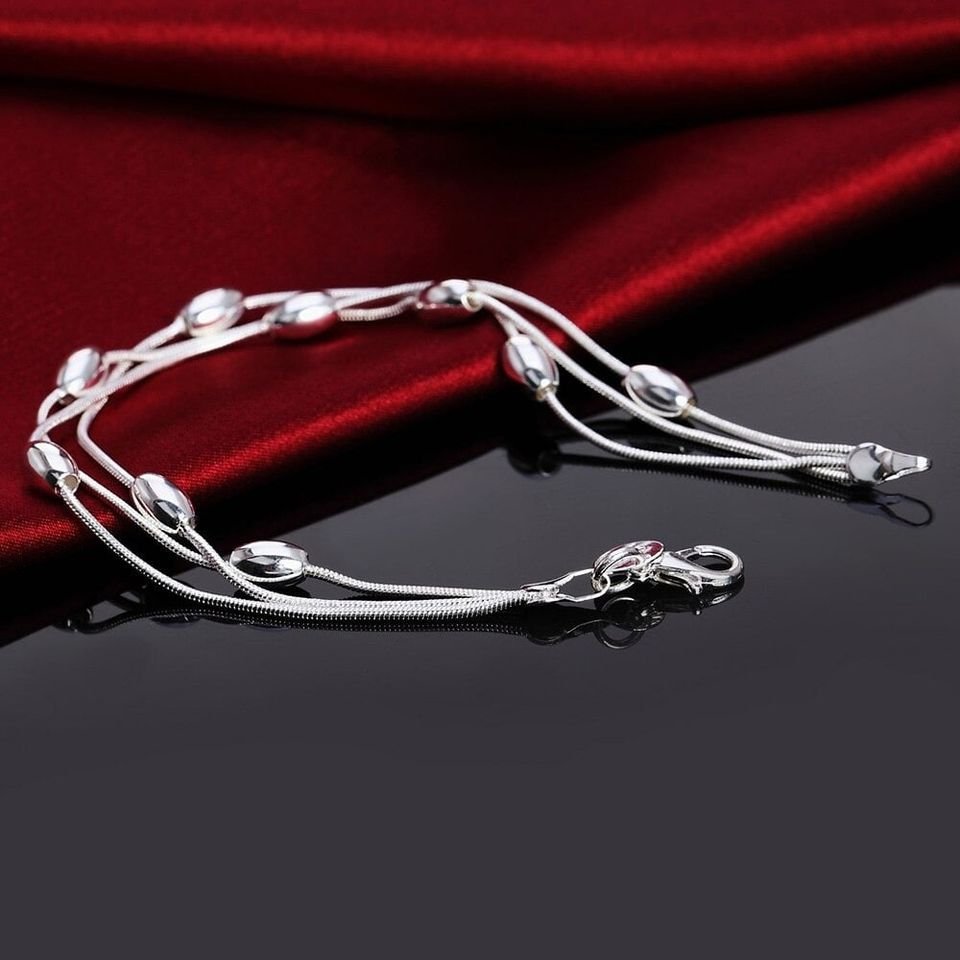 Beautiful 925 Sterling Silver Charm Bead Bracelet