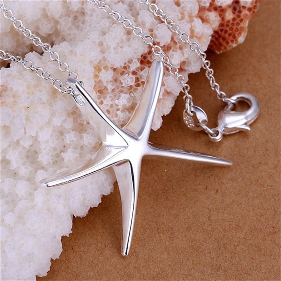 925 Sterling Silver Starfish Necklace & Chain