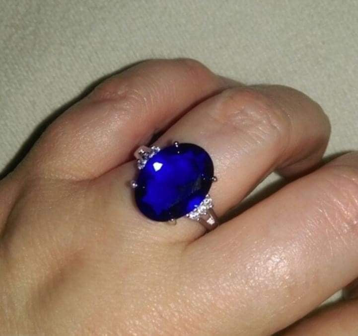 925 Sterling Silver 13.65CTW Blue Tanzanite Ring