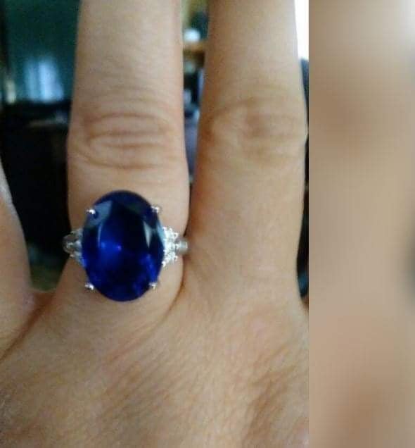 925 Sterling Silver 13.65CTW Blue Tanzanite Ring