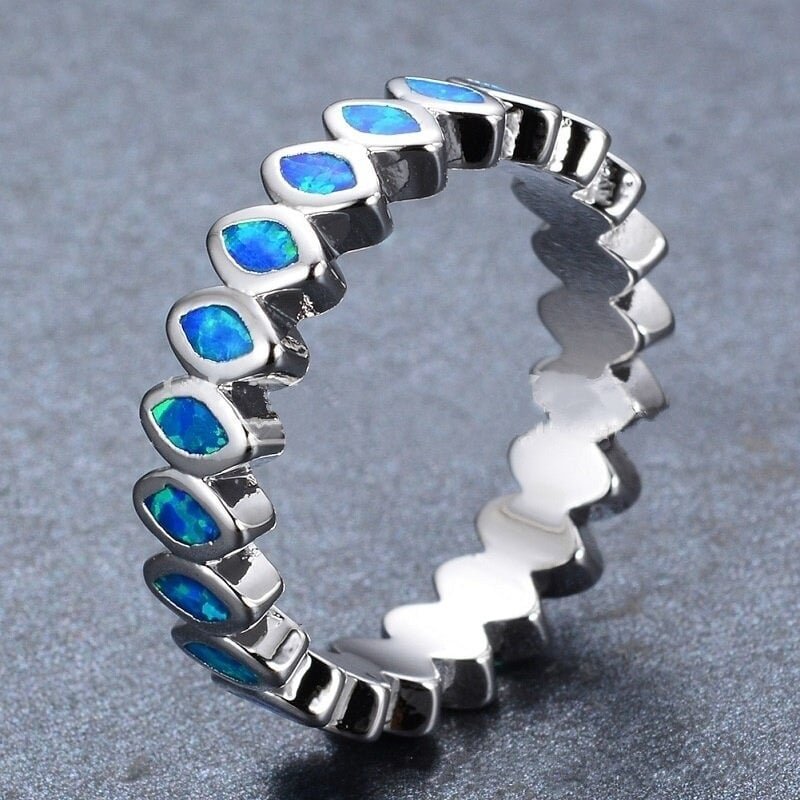 Creative Imitation  Blue Fire Opal Silver Ring