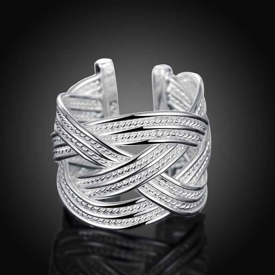 925 Sterling Silver Net Weave Open Reticulated Ring