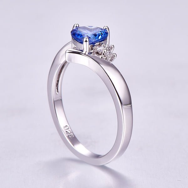 925 Sterling Silver Blue Tanzanite Heart Shaped Ring