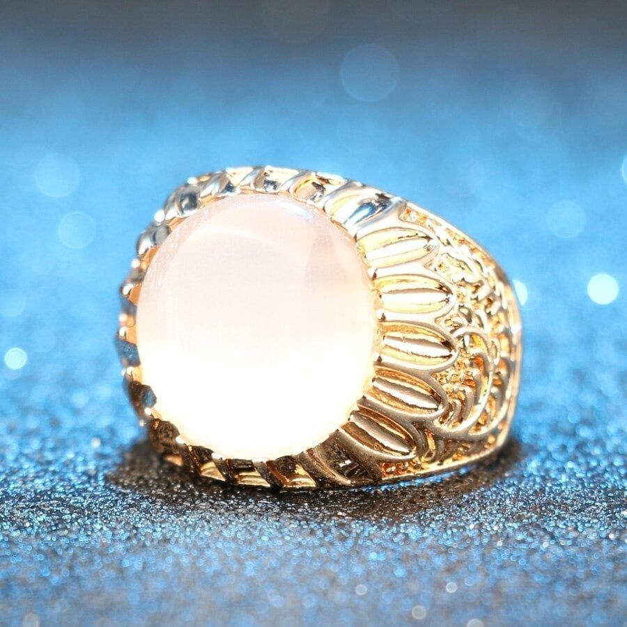 14mm Round White Opal Vintage Ethnic Gold RinG