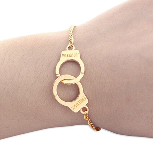 UNLOCK ME Gold Tone Freedom Handcuffs Bracelet / Anklet