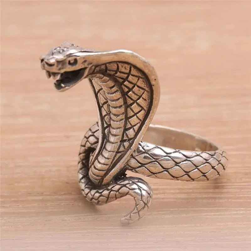 Lady Cobra Snake Wrap Silver Punk Ring