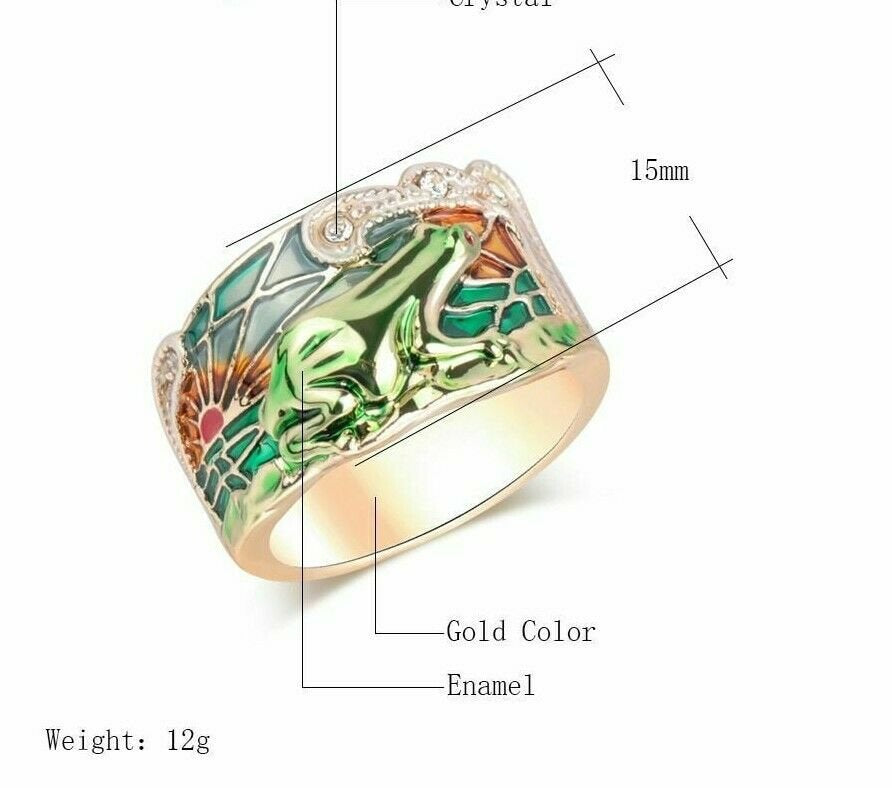 Creative Epoxy Frog Nature Gold Enamel Ring