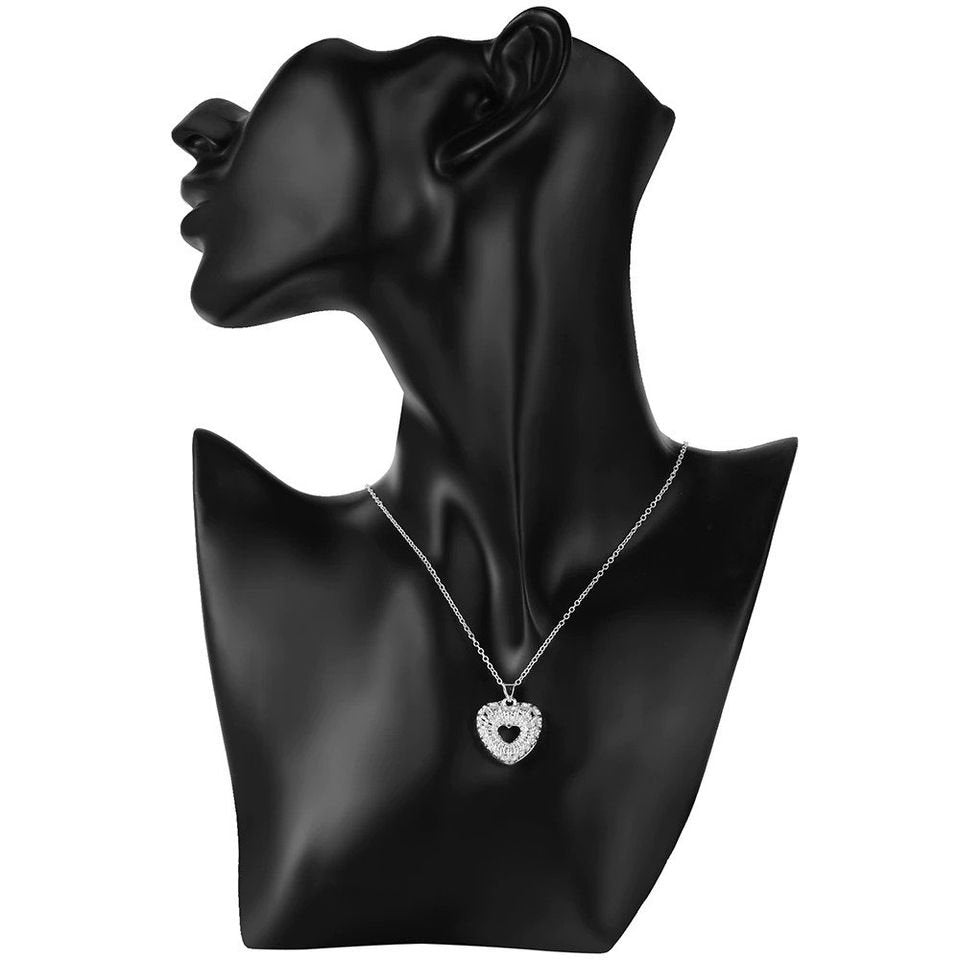925 Sterling Silver Hollow Heart Shaped Necklace