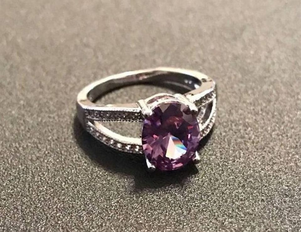 Elegant Oval Pink Sapphire Silver Ring