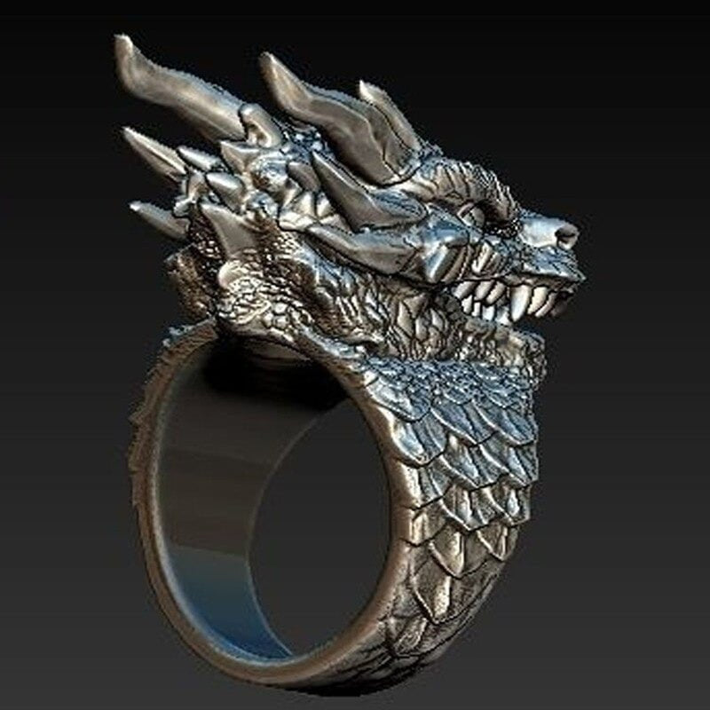Huge Men's Retro Domineering Dragon Gothic Ring