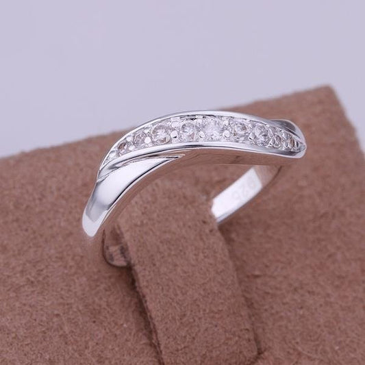 925 Sterling Silver CZ Zirconis Crystals Engagement Ring