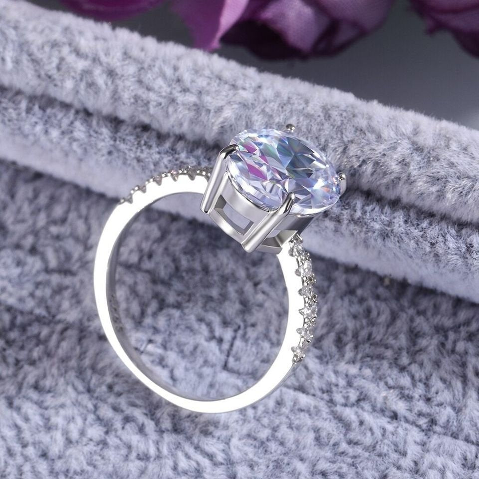 Sterling Silver 14mm Oval Engagement Ring