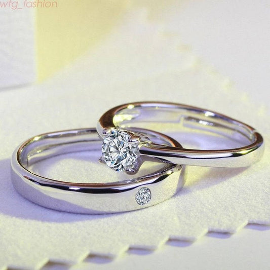 2pcs Sterling Silver Matching Elegant Open Couple Rings