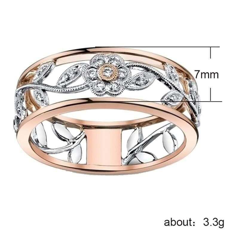 Two Tone Romantic Hollow Flower Rose Ring
