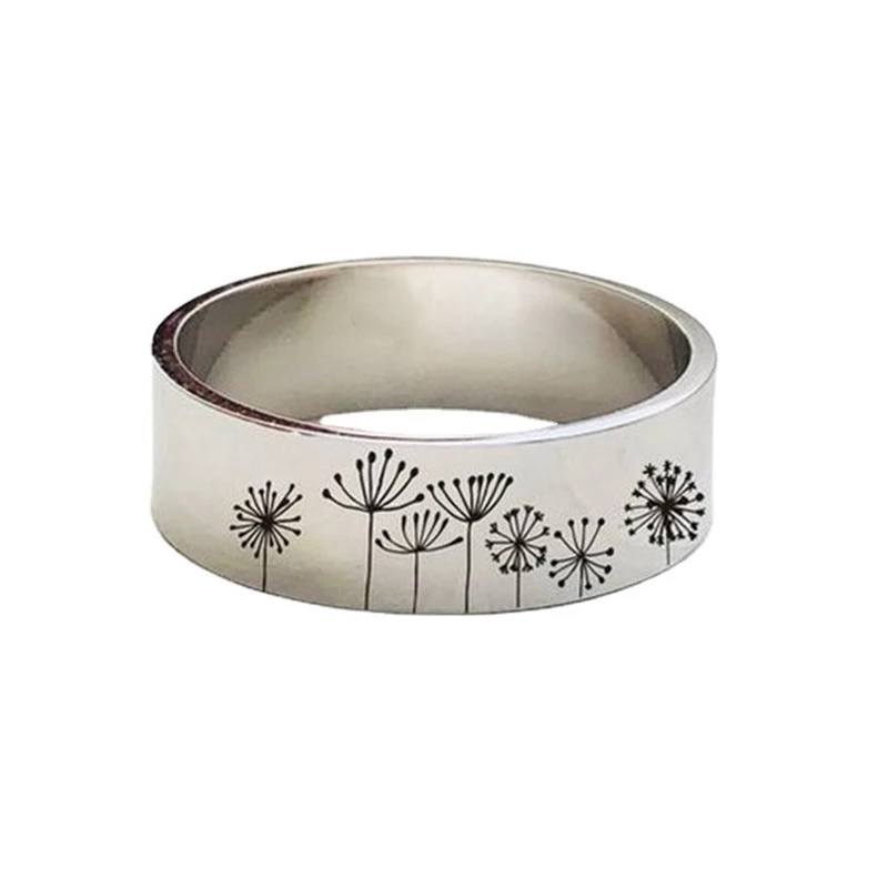 925 Sterling Silver Engraved Dandelion Ring
