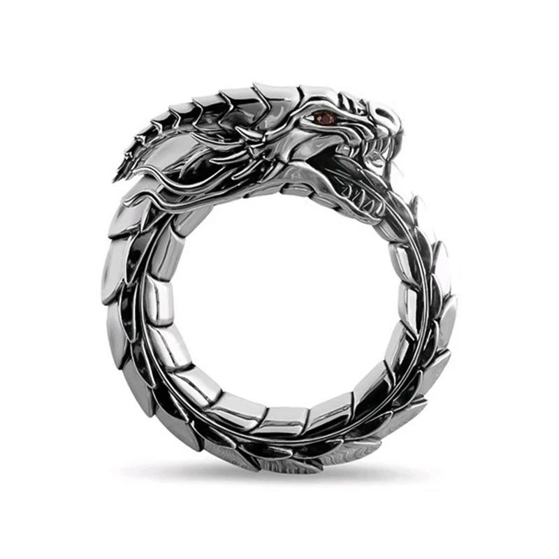 Silver Nordic Mythical Giant Dragon Nicolus Amulet Viking Ring