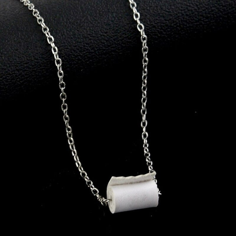 Romantic Toilet Paper Roll Promise Pendant Necklace & Chain