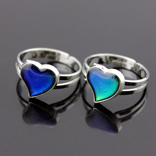 Heart-Shaped Adjustable Temperature Color Change Mood Ring