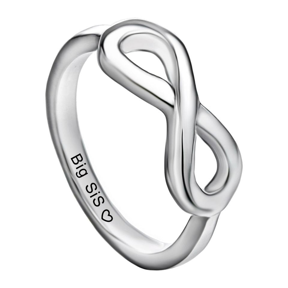 2Pcs Endless Love Infinity Sisters Big Sis Lil Sis Ring Set