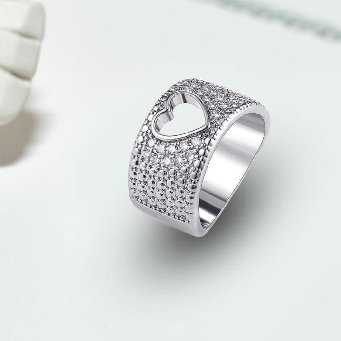 925 Sterling Silver Full Hollow Heart Shaped Ring