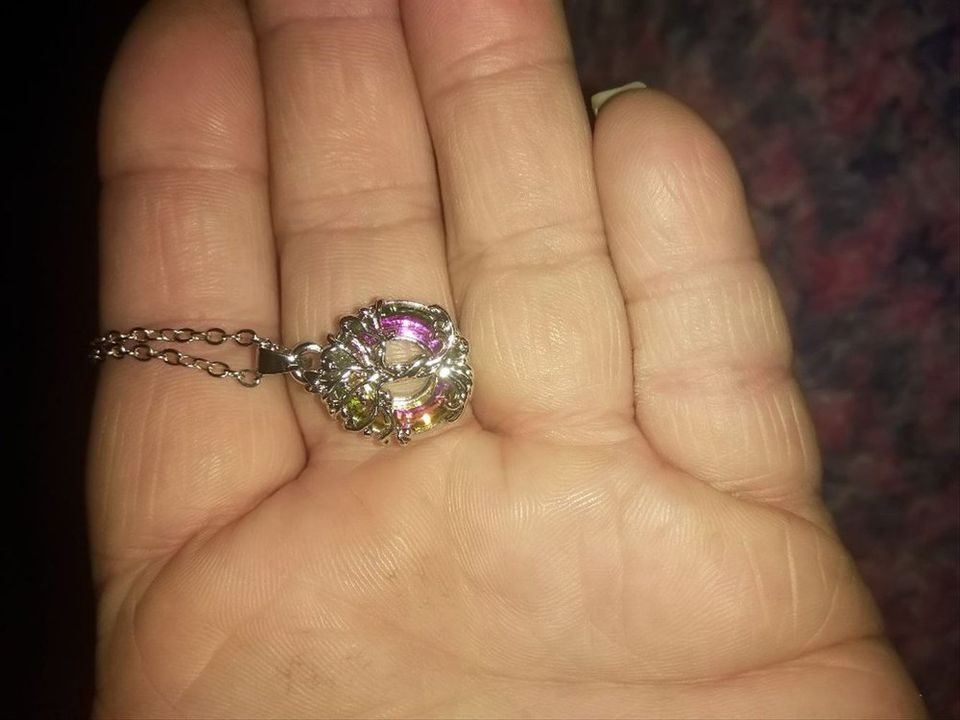 Purple Mystic Rainbow Tree of Life Circle Necklace