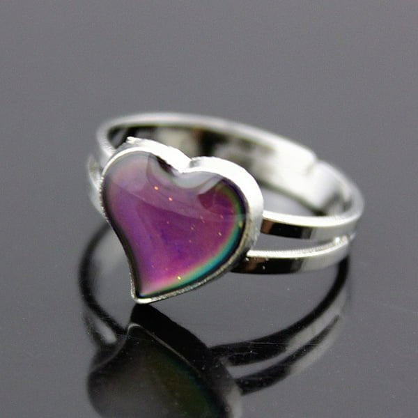 Heart-Shaped Adjustable Temperature Color Change Mood Ring