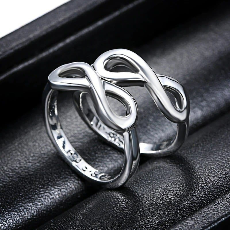 2Pcs Endless Love Infinity Sisters Big Sis Lil Sis Ring Set