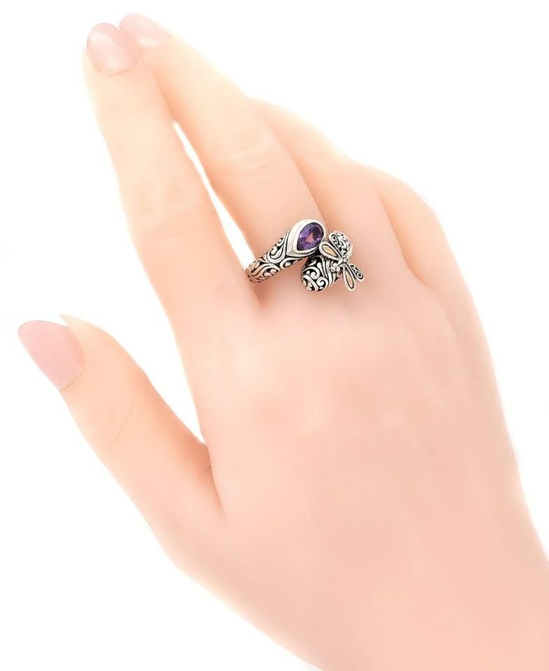 Retro Carved Dragonfly Creative Silver Thai Ring