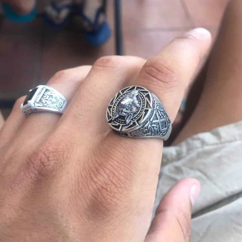 Men's Vintage Retro Wolf Totem Silver Punk Ring