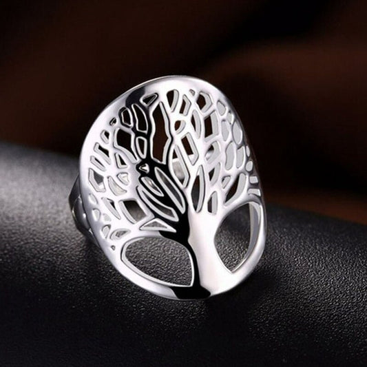 925 Sterling Silver Tree Of Life Hollow Ring