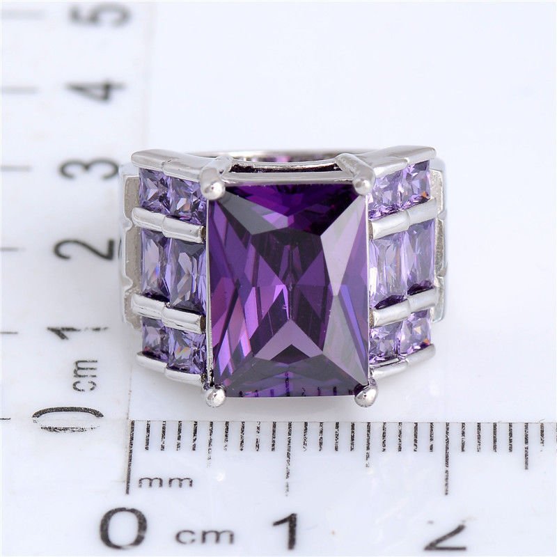Sterling Silver Purple Amethyst Gemstone Ring