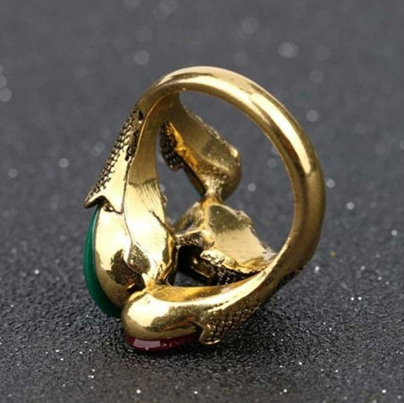 Boho Colorful Resin Vintage Turkish Antique Gold Ring
