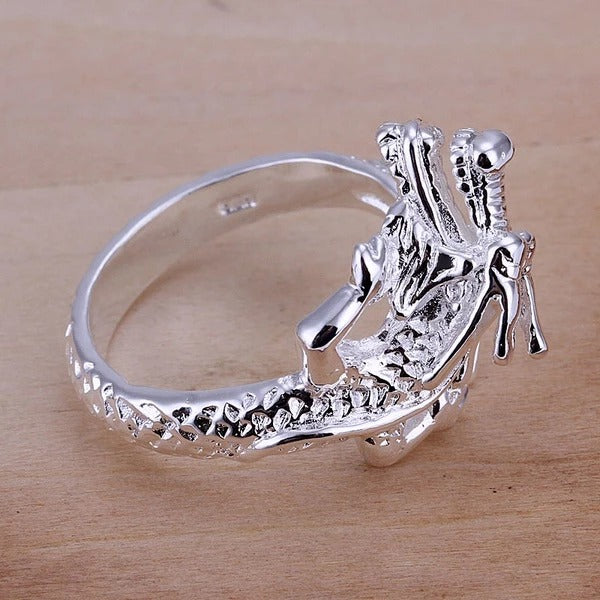 925 Sterling Silver Dragon Awaken Retro Open Ring