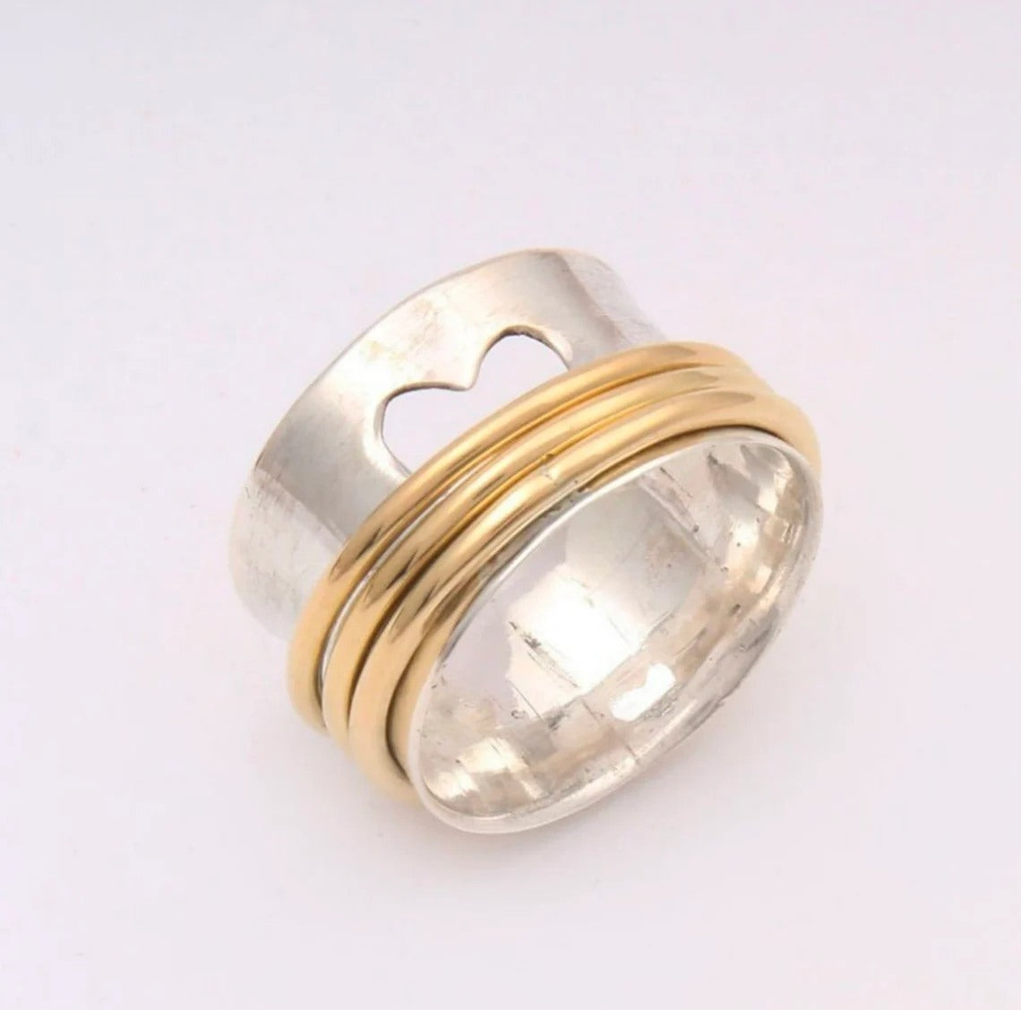 Creative Hollow Heart With Love Two Tone Ring