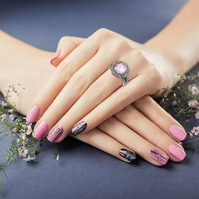 925 Sterling Silver Filled Natural Pink Gemstone Ring