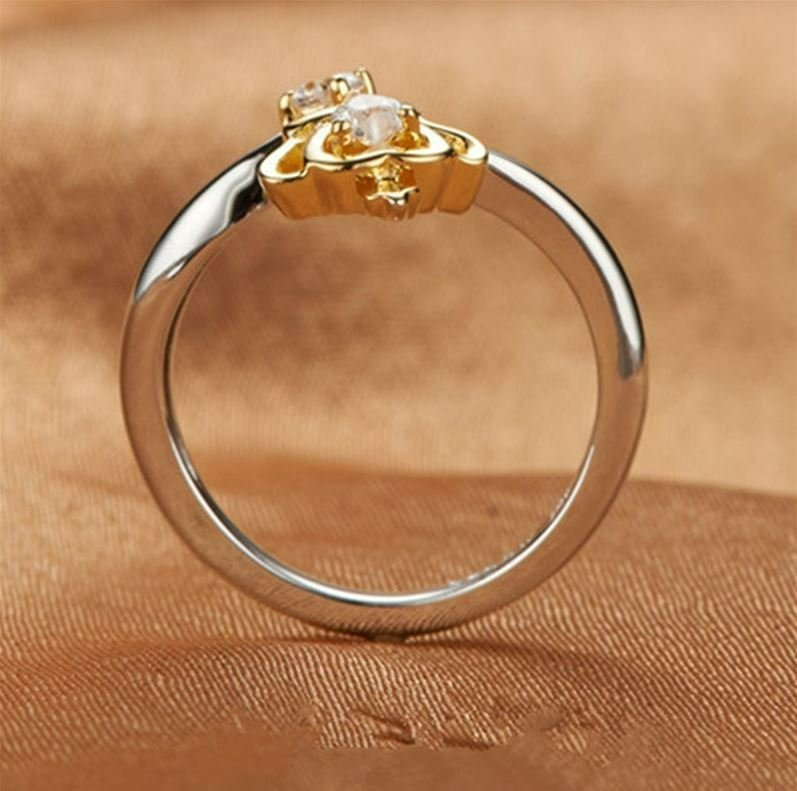 925 Sterling Silver Gold Queen Crown Open Ring