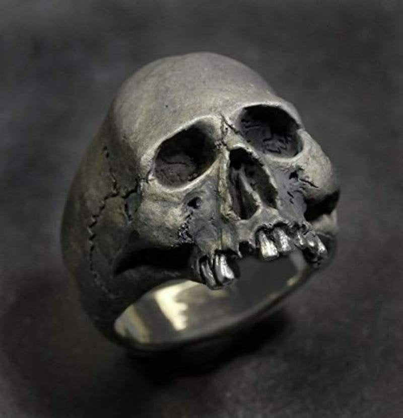 Men's Vintage Skull Goth Silver Retro Ring
