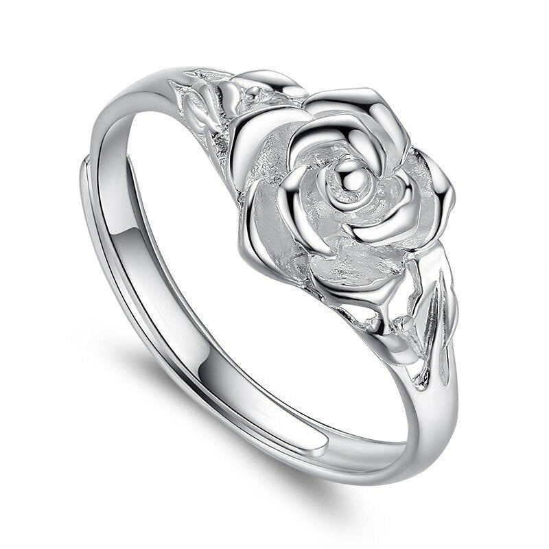 Sterling Silver Floral Rose Flower Ring