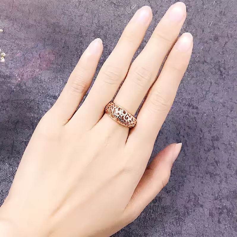 Hollow Flower Rose Gold Floral Ring