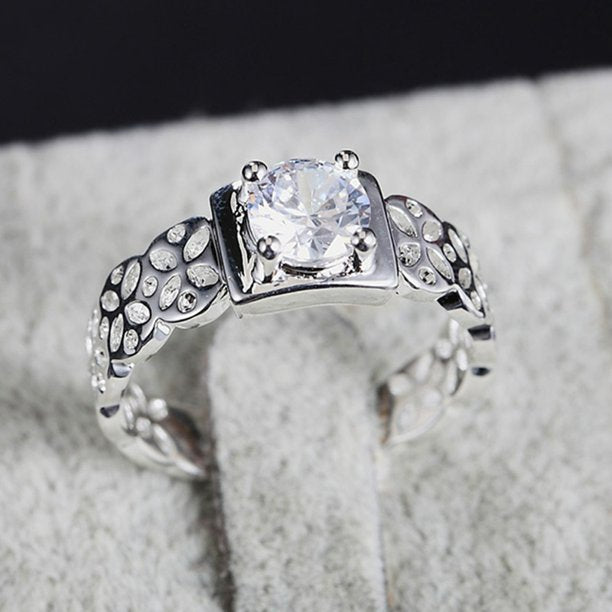 925 Sterling Silver Hollow Leaf Elegant Ring